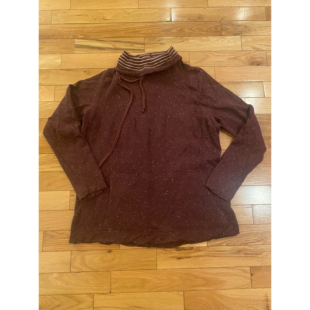 Aventura Cowl Neck Long sleeve Shirt 100 Percent Cotton‎ Striped Heathered